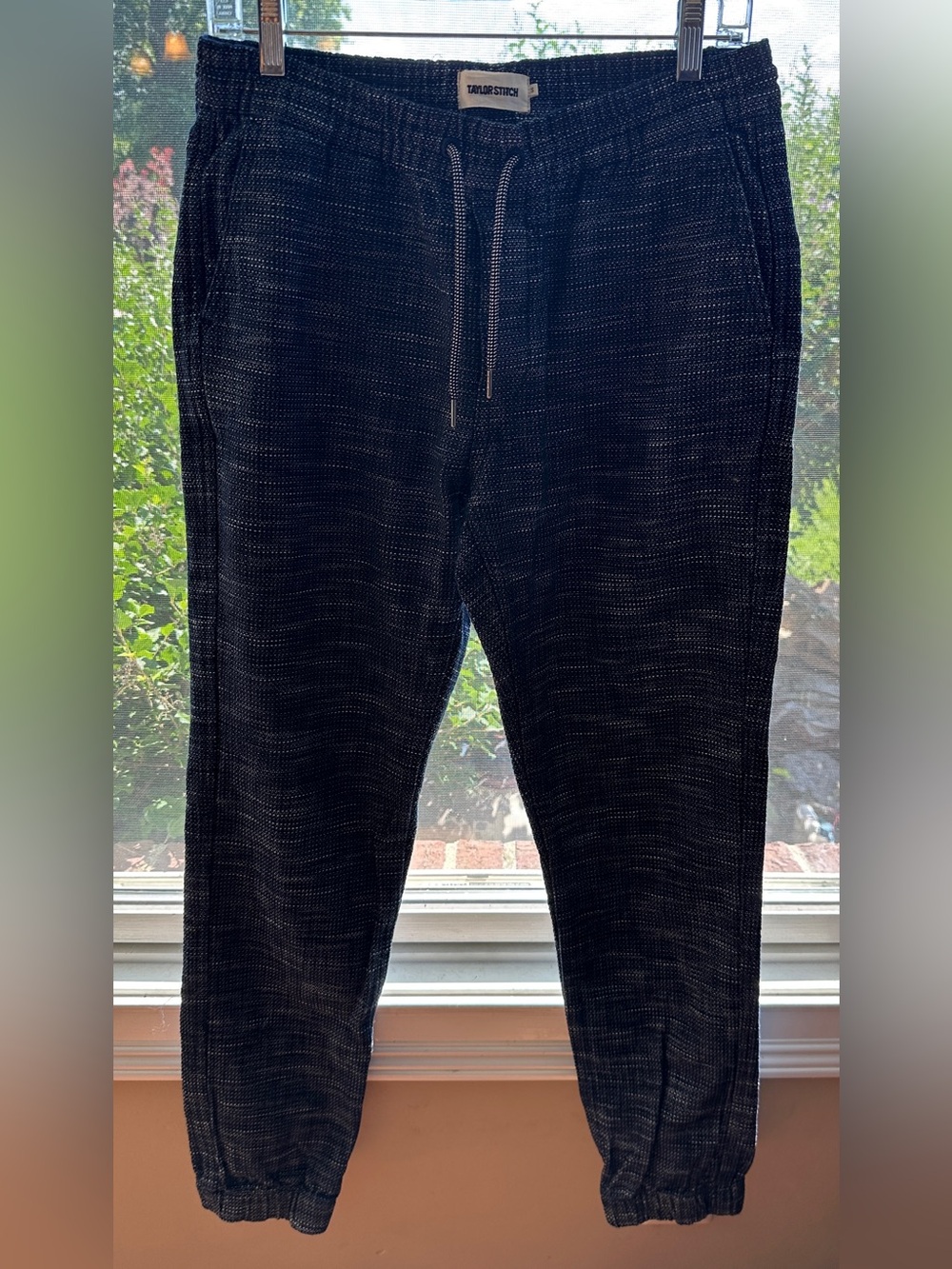 Taylor Stitch Apres 100% Organic Cotton Jogger Pants, Navy Blue/White